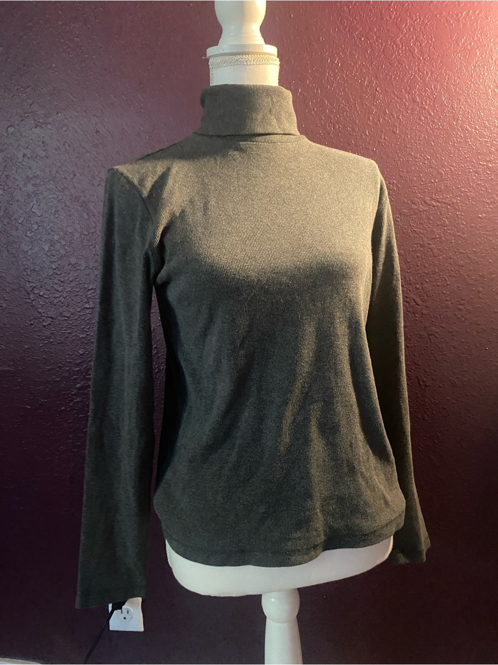 Classic Grey Turtleneck Long Sleeve Top